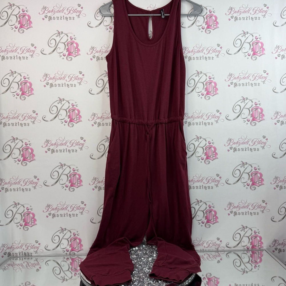 Pretty garden one piece jumpsuit pants suit Elegant Sleeveless Maroon Jumpsuit